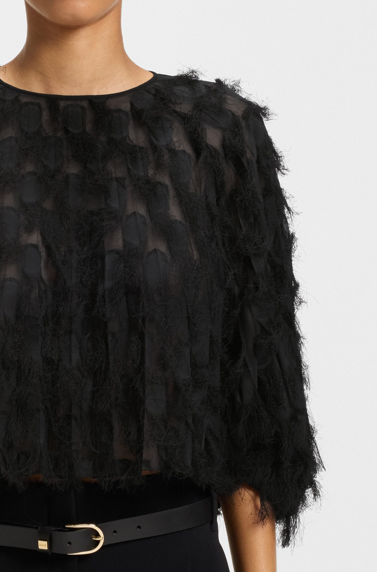 RELAXED-FIT BLOUSE IN FEATHER JACQUARD - 6