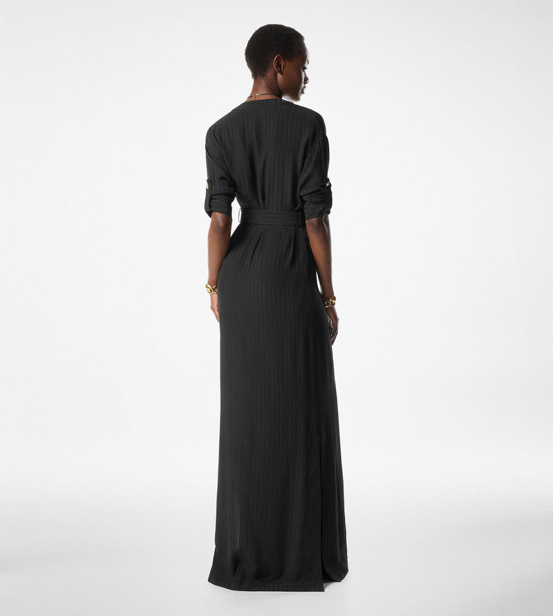 STRIPED WHITNEY FLUID SILK LONG SHIRT DRESS 4