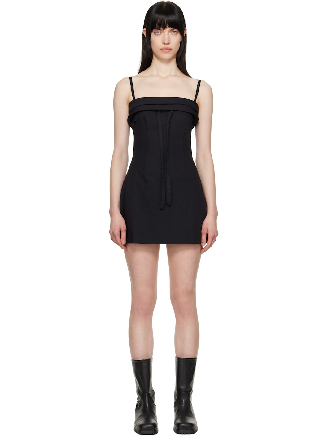 ワンピース [OPEN YY] ROLLED MINI DRESS : Black OPEN YY Black Rolled Minidress | REVERSIBLE
