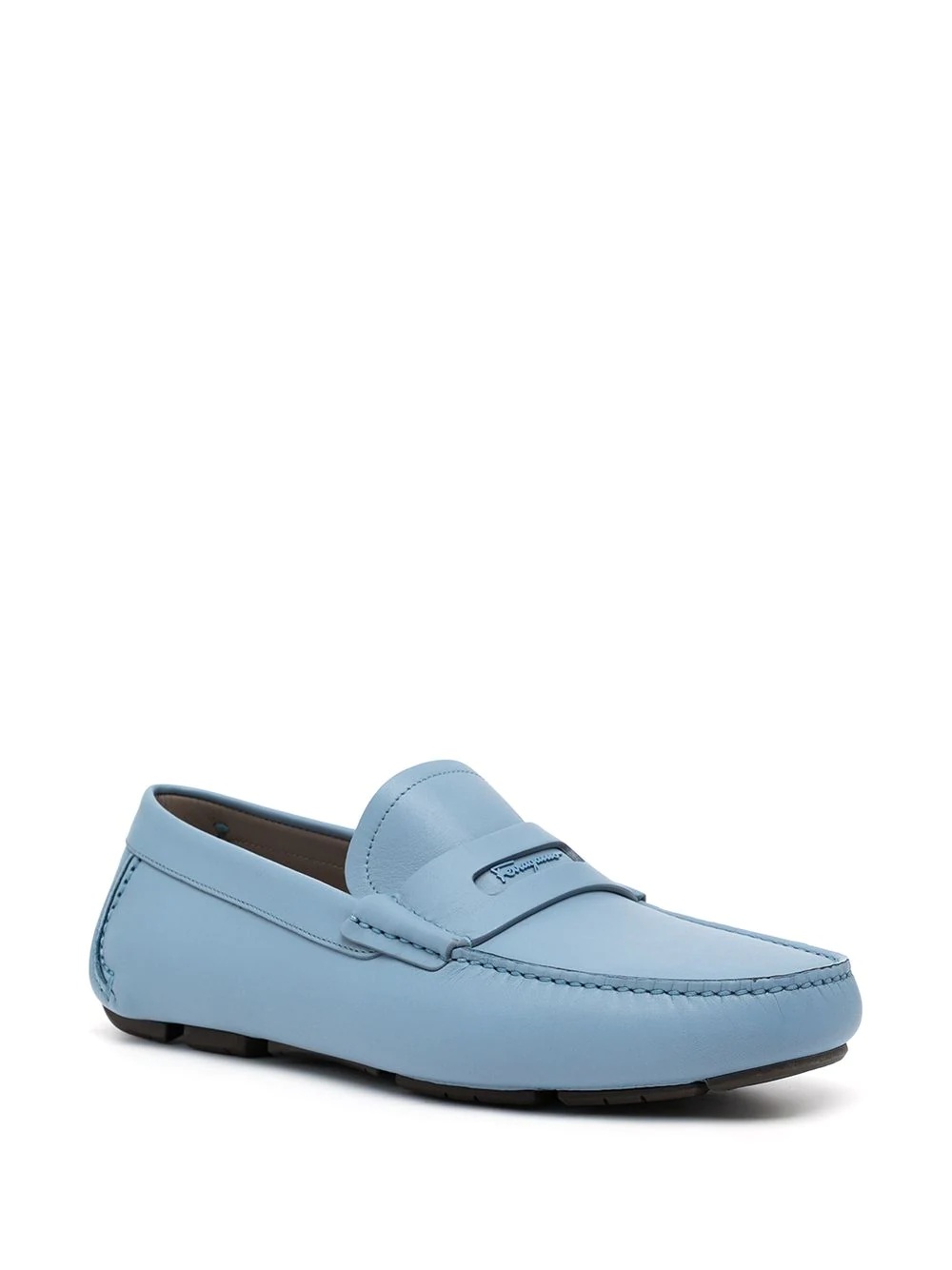 round-toe leather loafers - 2