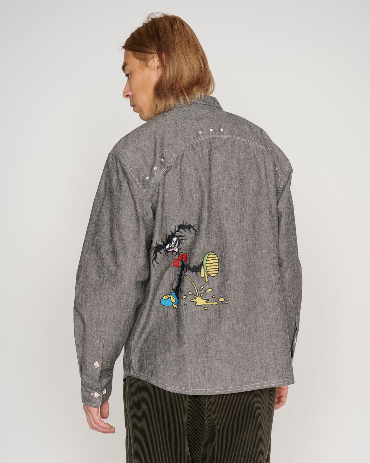 Garden Party Chambray Button Up Shirt - Gray - 7