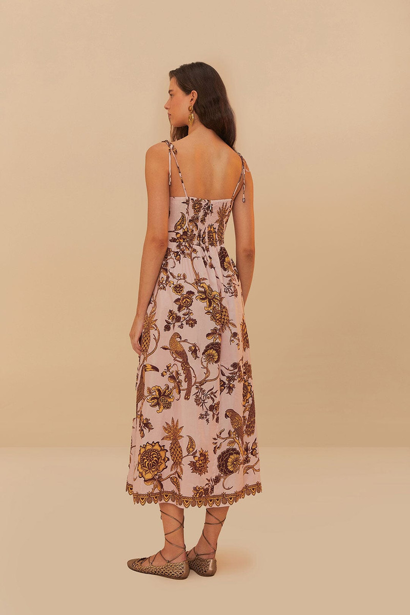 Pink Tropical Landing Lace Midi Dress 4