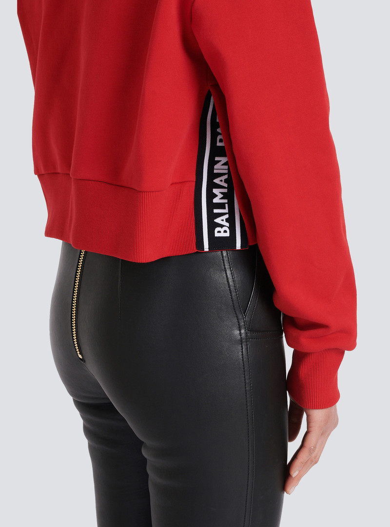 Balmain Eco-designed cotton sweatshirt with flocked Balmain logo outlook
