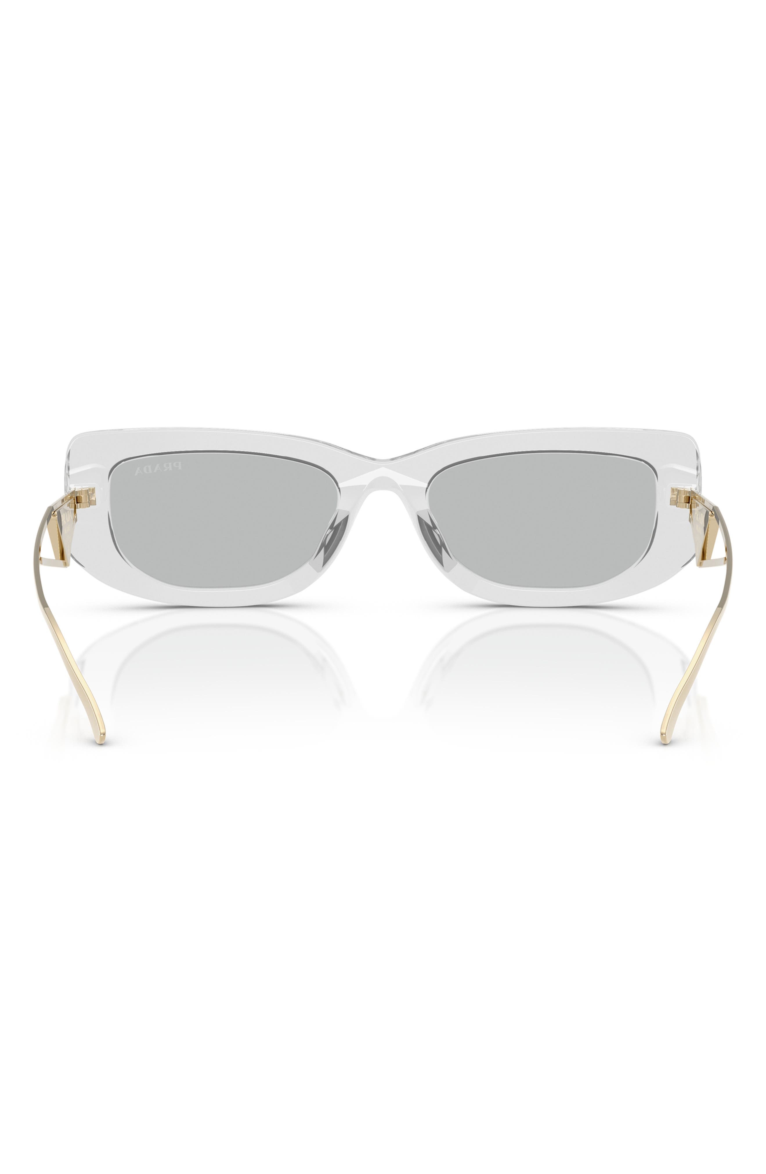 Prada 53mm Rectangular Sunglasses in Transparent Grey at Nordstrom - 4
