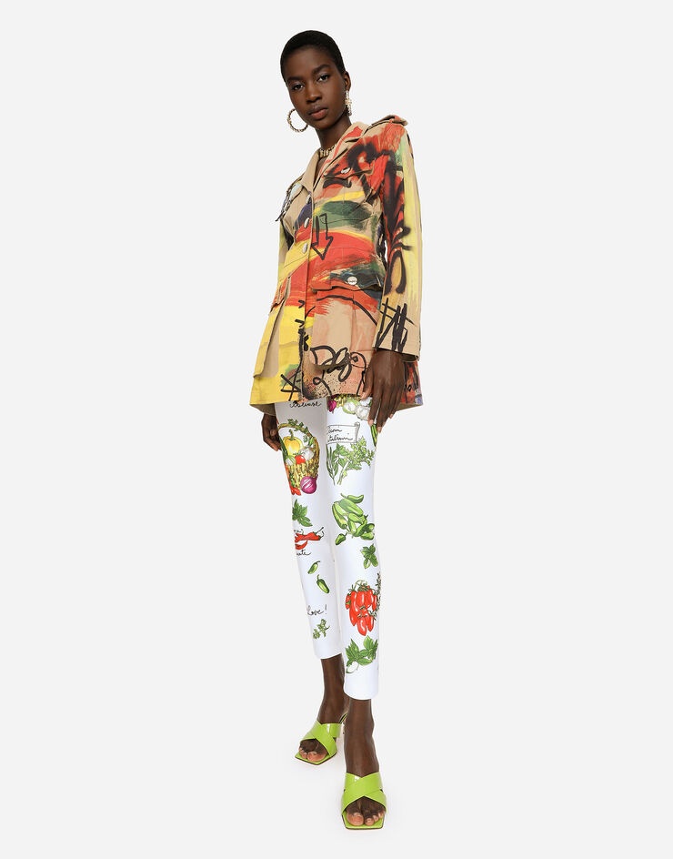 Graffiti-print gabardine trench coat - 2