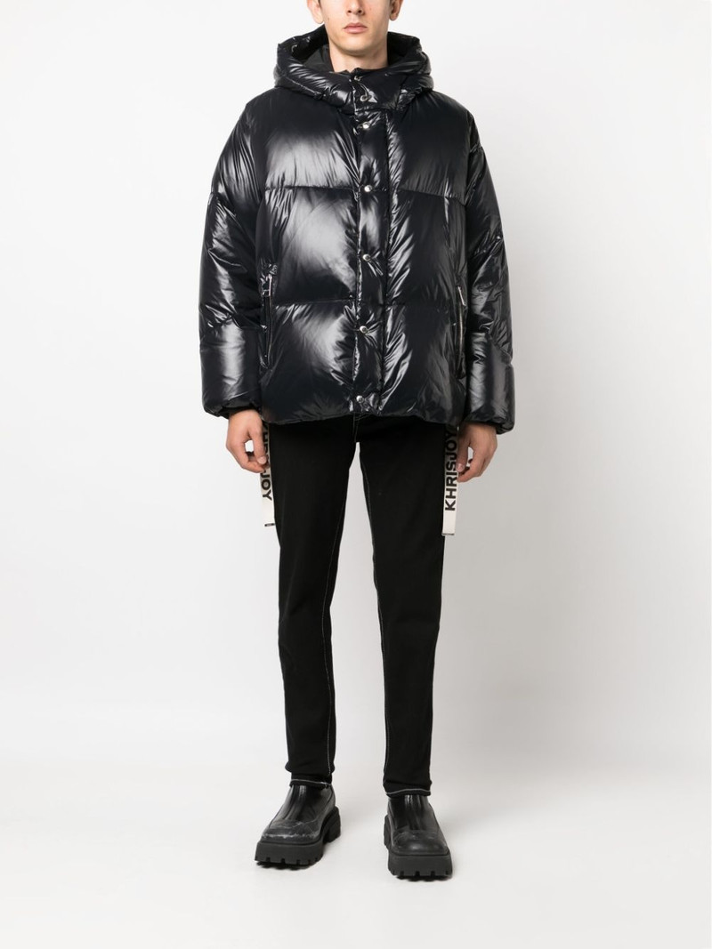 Khrisjoy logo-tape padded coat outlook