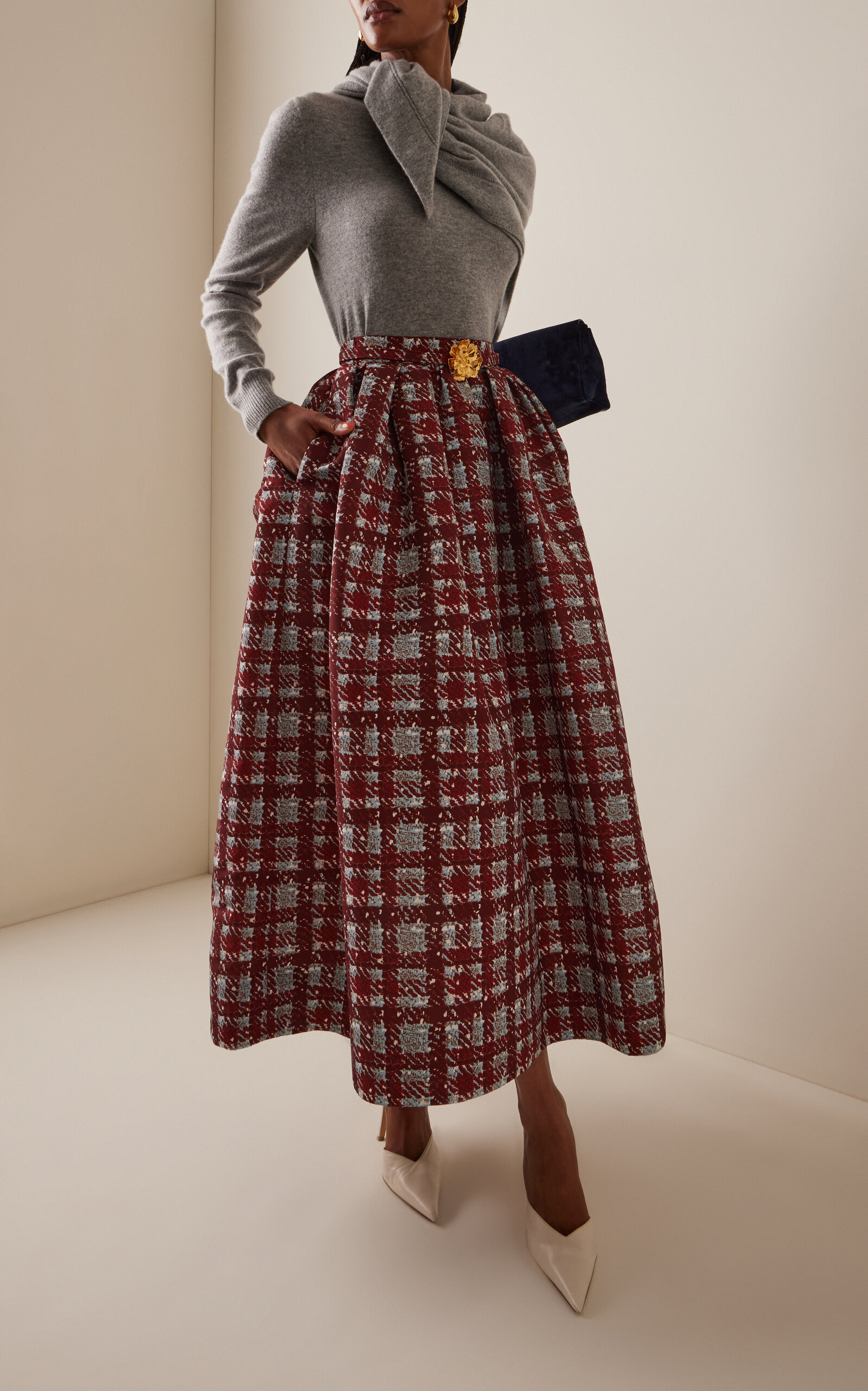 Textured Tartan Maxi Skirt multi - 2