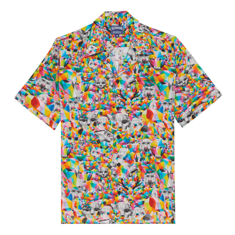 Men Linen Bowling Shirt Animals - Vilebrequin x Okuda San Miguel 1