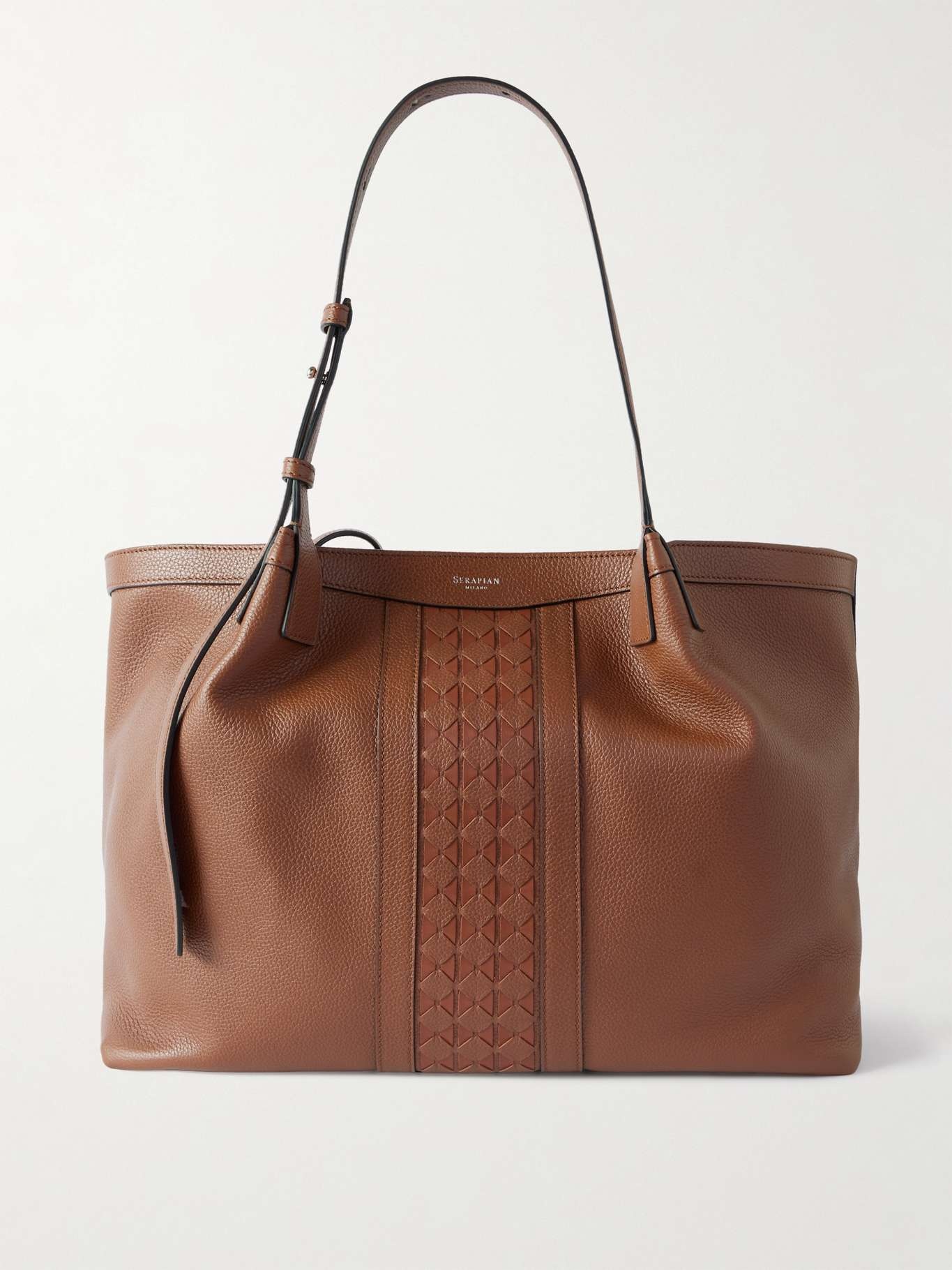 Secret textured-leather tote Brown - 1