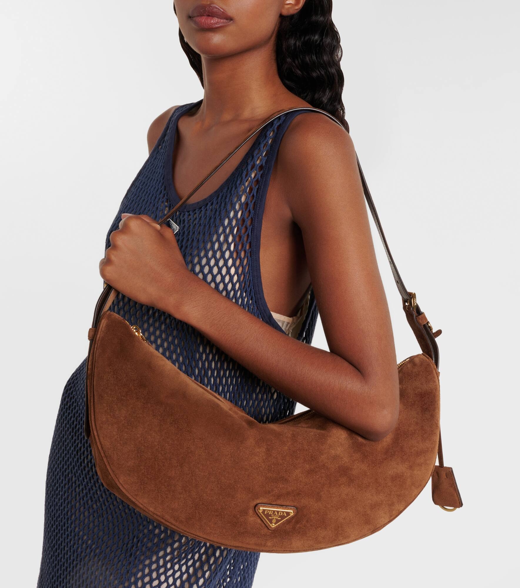 Prada Demi-Lune Large suede shoulder bag - 2