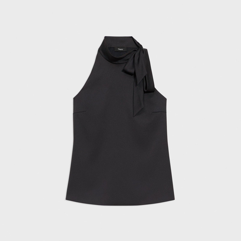 Tie-Neck Halter Top in Textured Satin - 1
