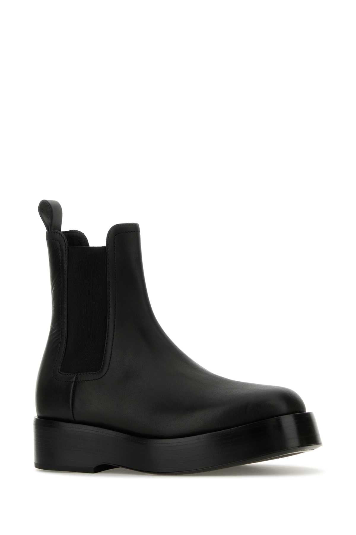 Bottega Veneta Men Black Leather Chelsea Ankle Boots - 2