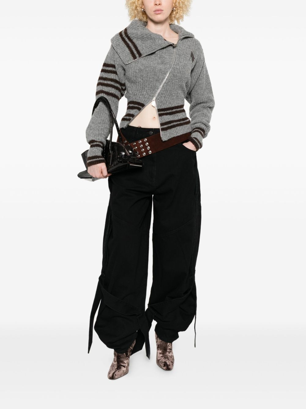 tie-detail panelled jeans - 2