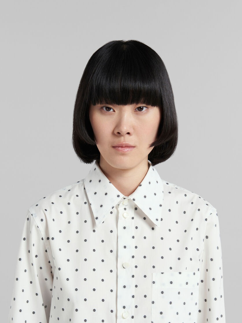 WHITE POPLIN SHIRT WITH POLKA DOTS - 4