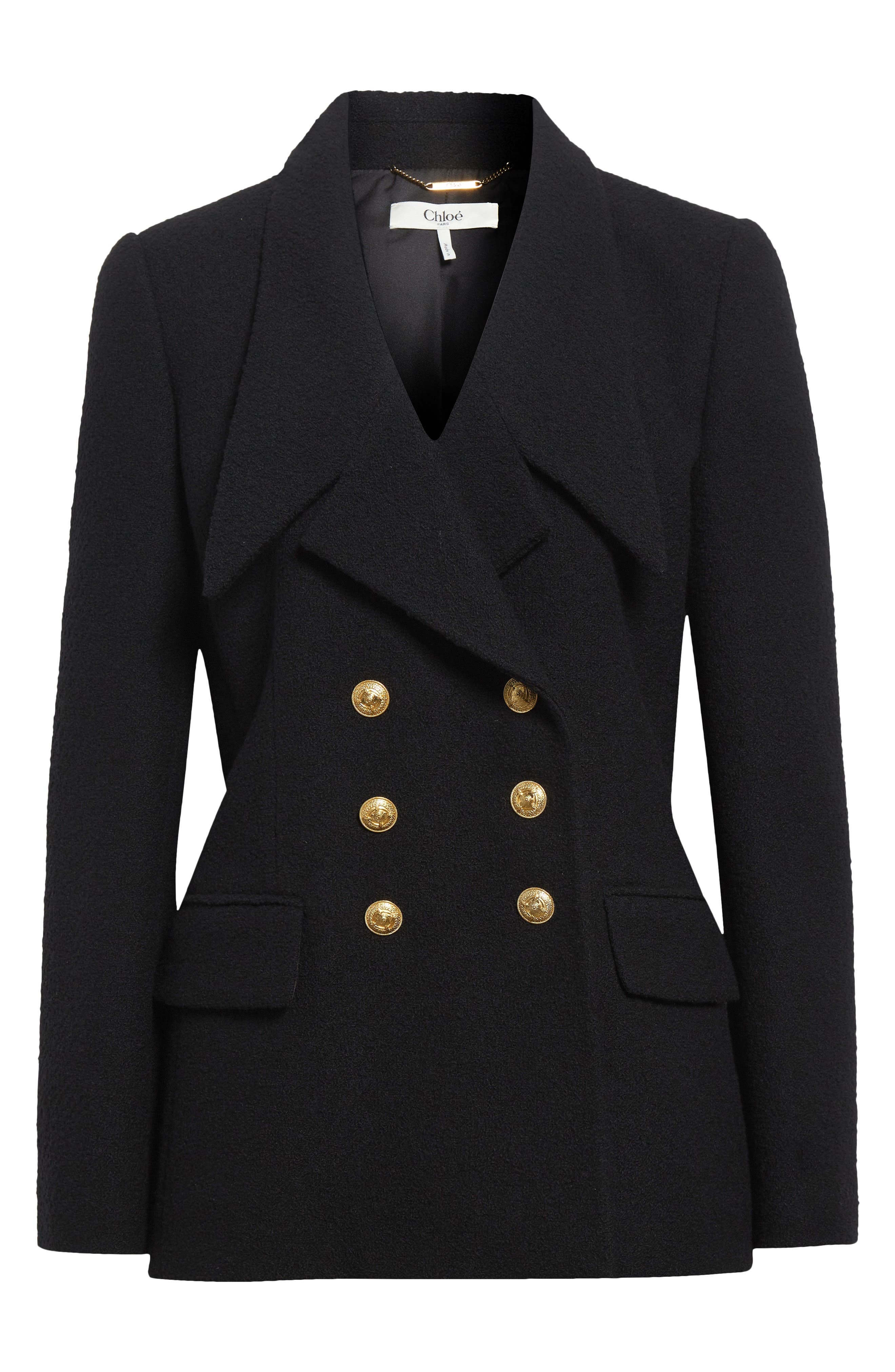 Chloé Wool Blend Bouclé Peacoat in Black at Nordstrom - 7
