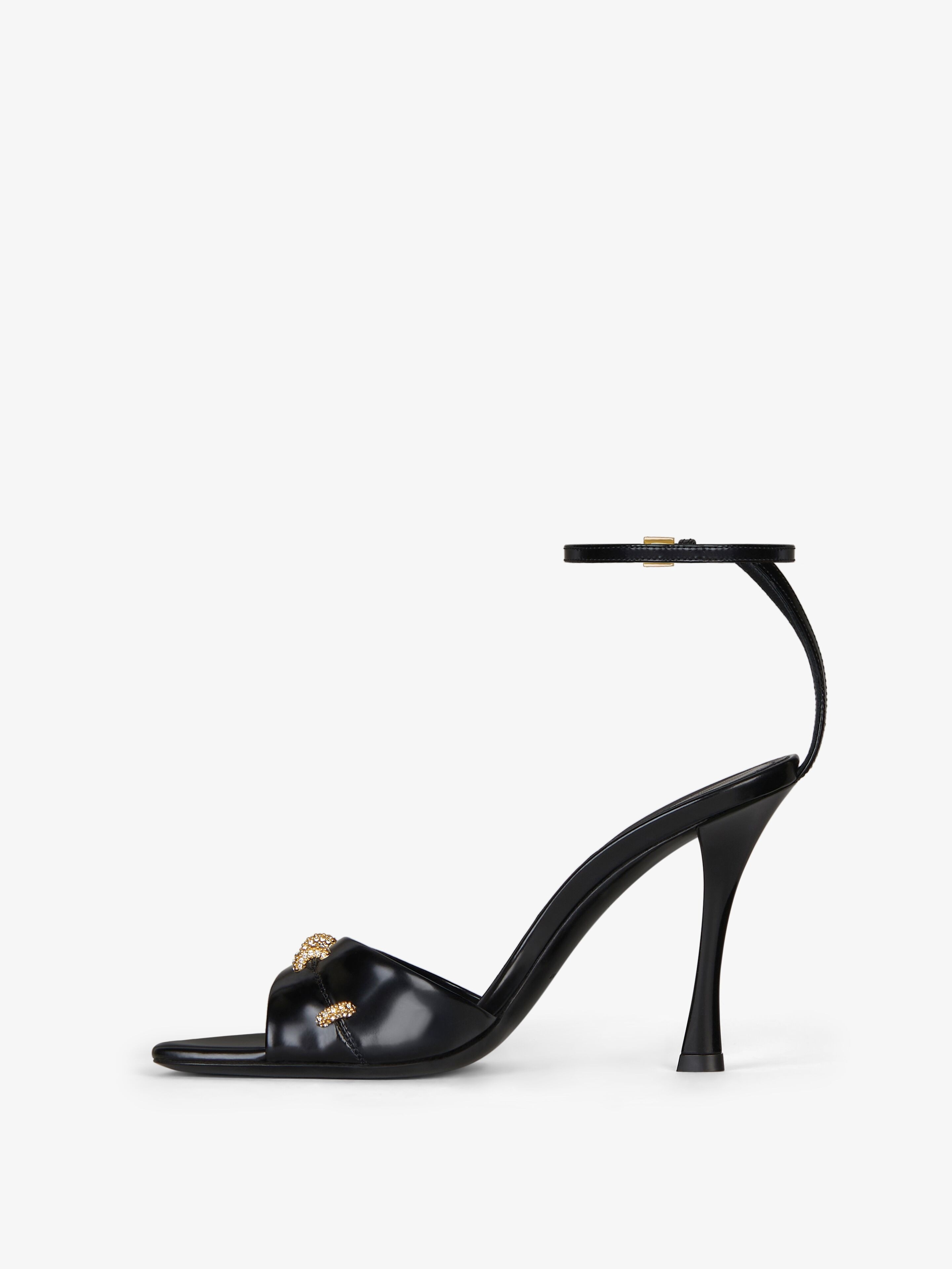 STITCH SANDALS IN LEATHER WITH CRYSTALS DETAILS - 4