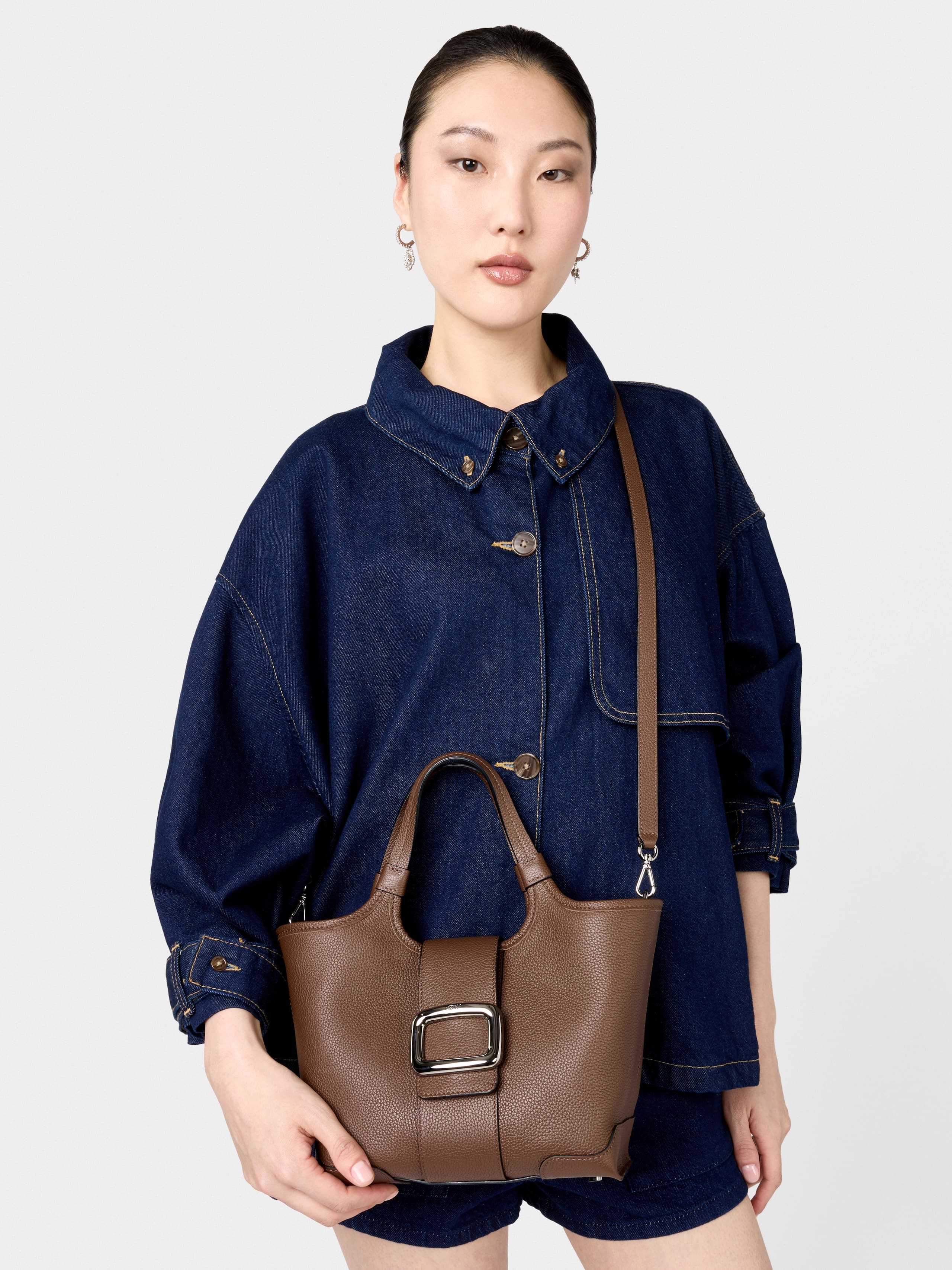 Viv' Choc Mini Shopping Bag in leather - 11