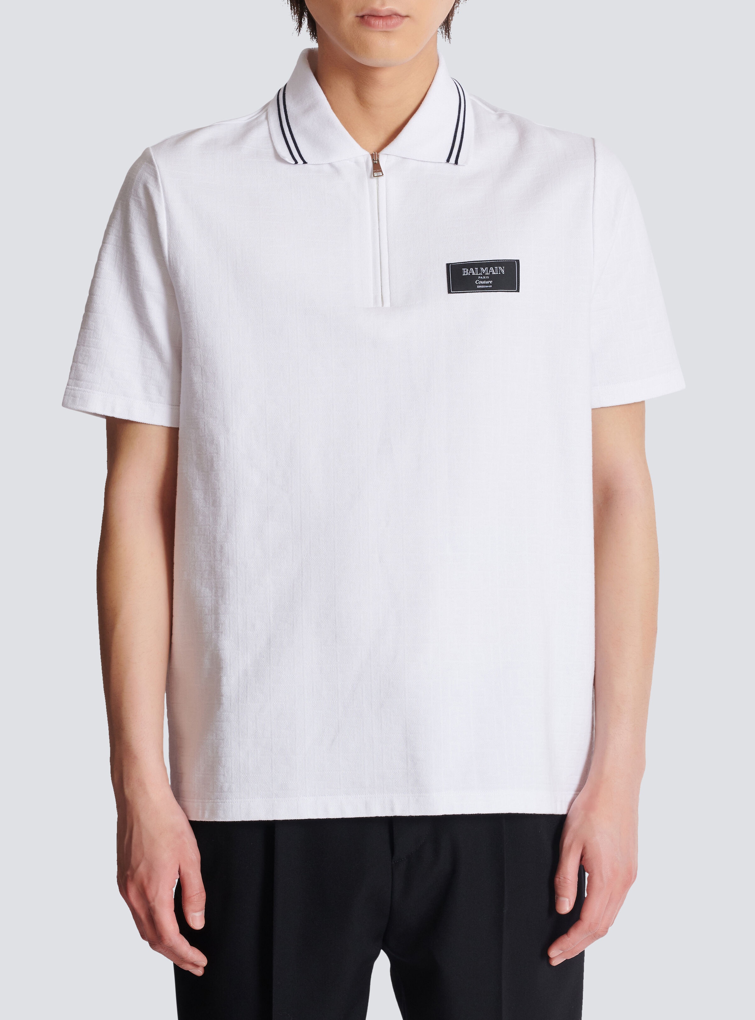 Monogrammed polo shirt with Balmain Couture label - 5