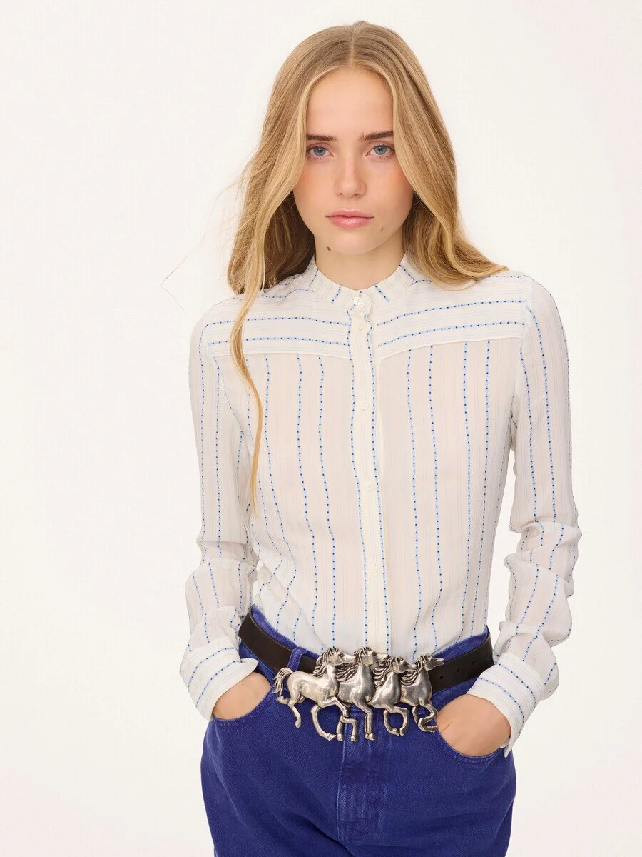 FITTED BLOUSE IN SILK JACQUARD - 1