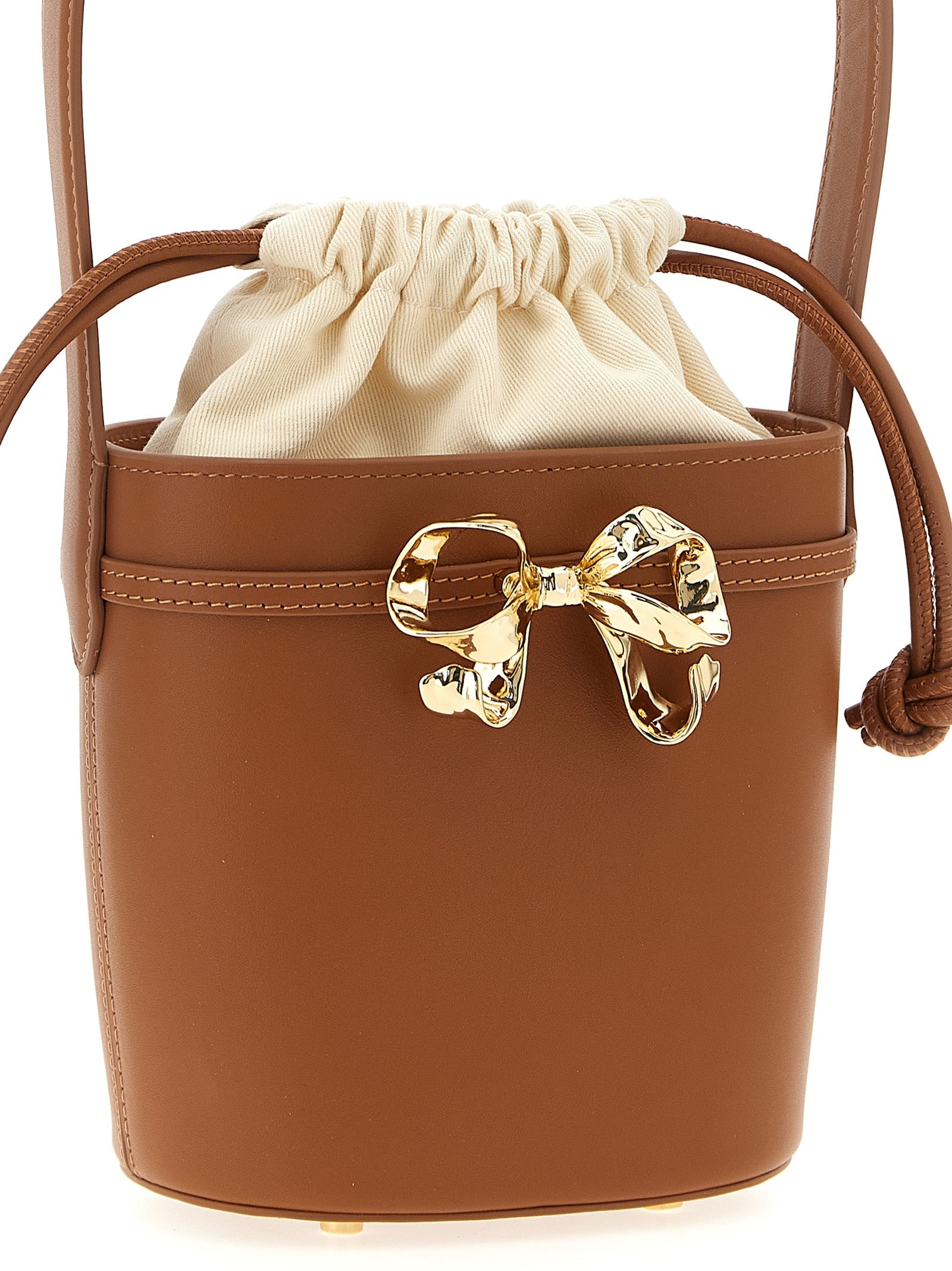 Brown Leather Shoulder Bow Bag Shoulder Bags Brown - 3