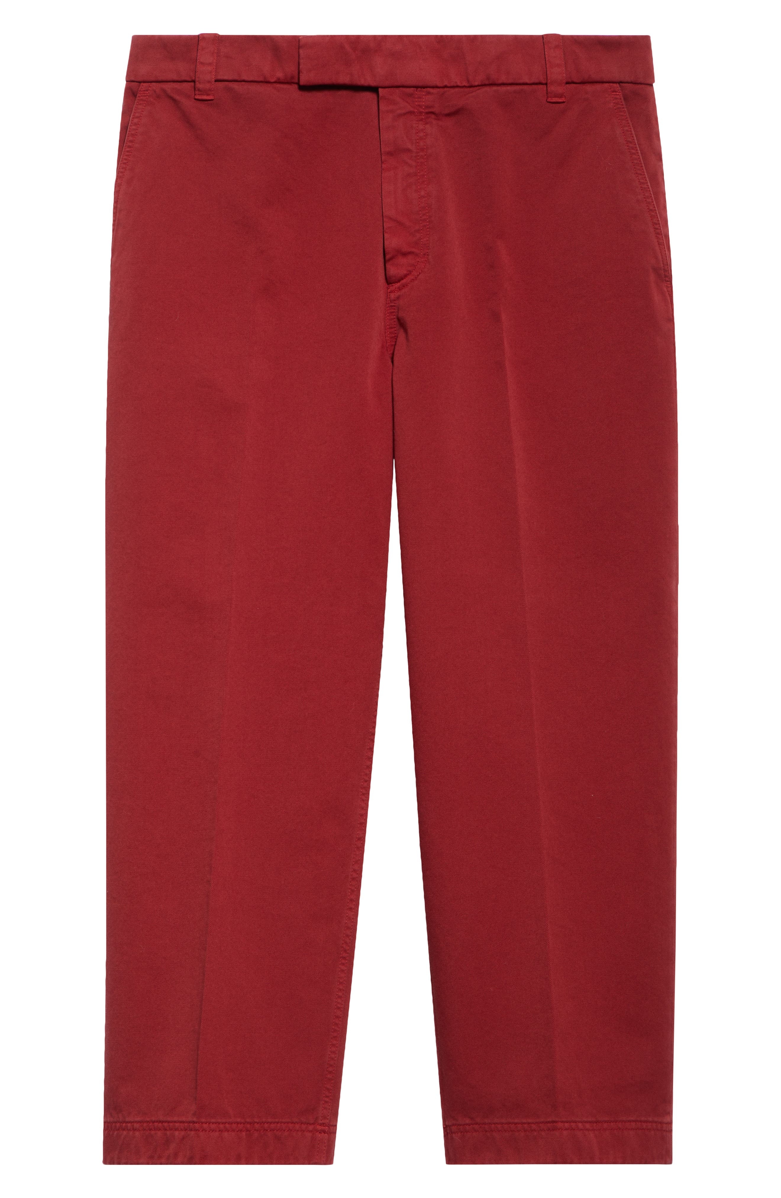 Thom Browne Cotton Twill Crop Chinos in Burgundy at Nordstrom - 6