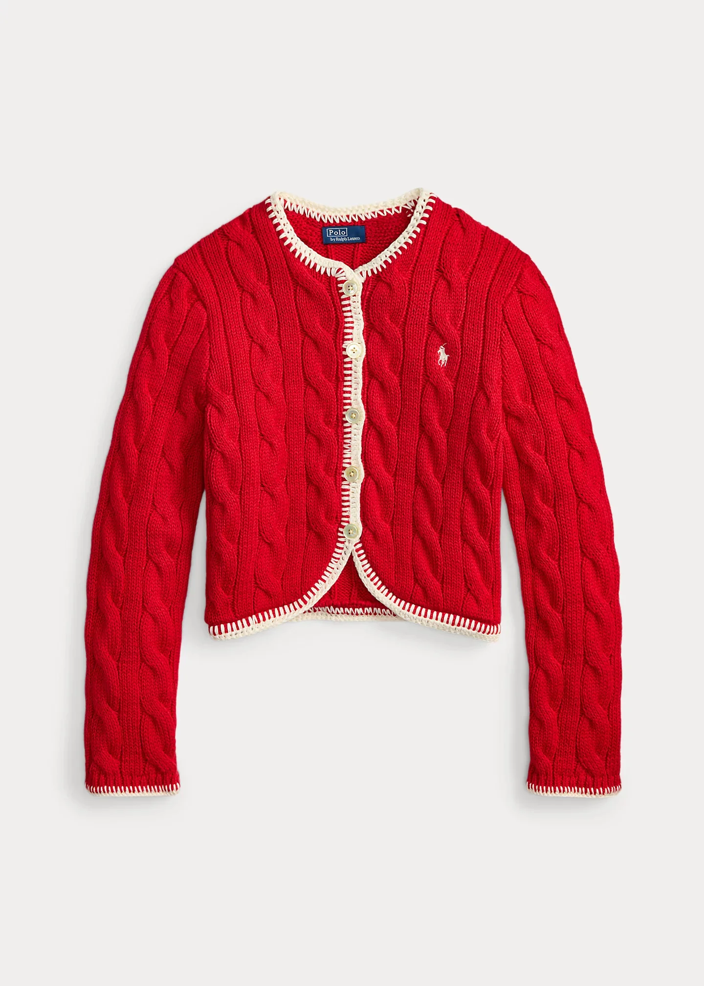 Cable-Knit Cropped Cardigan - 1