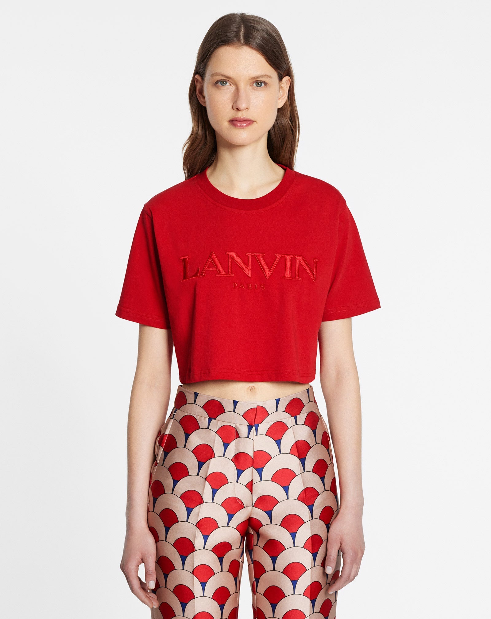 SHORT T-SHIRT WITH LANVIN PARIS EMBROIDERY - 3