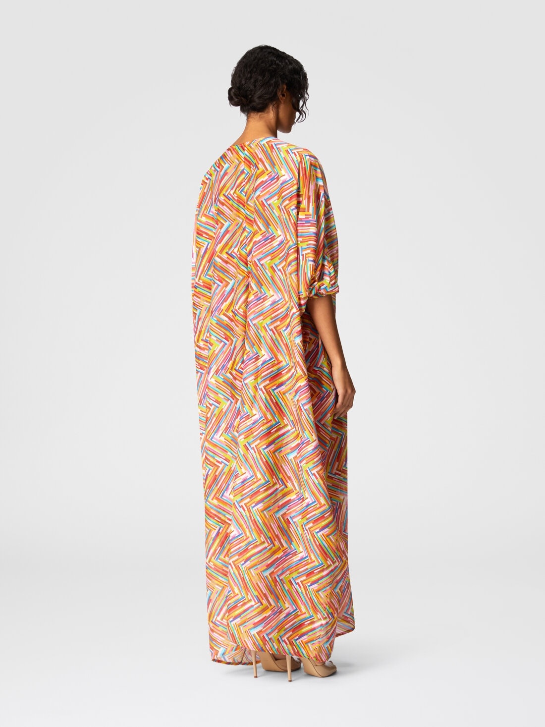 Long kaftan in printed cotton and silk blend - 3