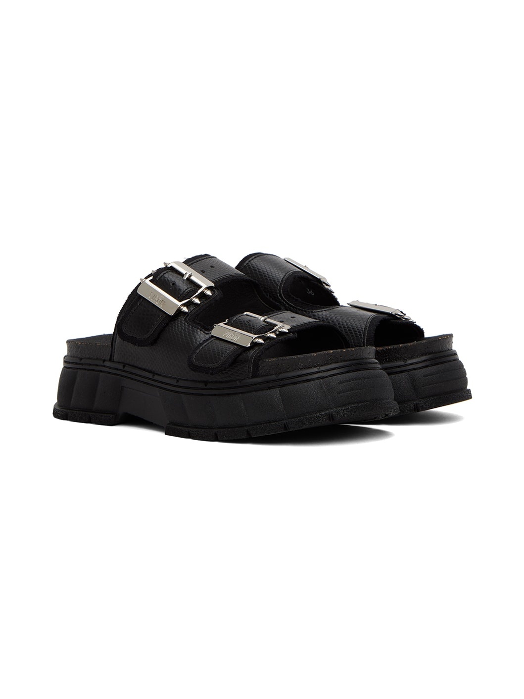 Black 2018 Appleskin Faux-Leather Sandals - 4