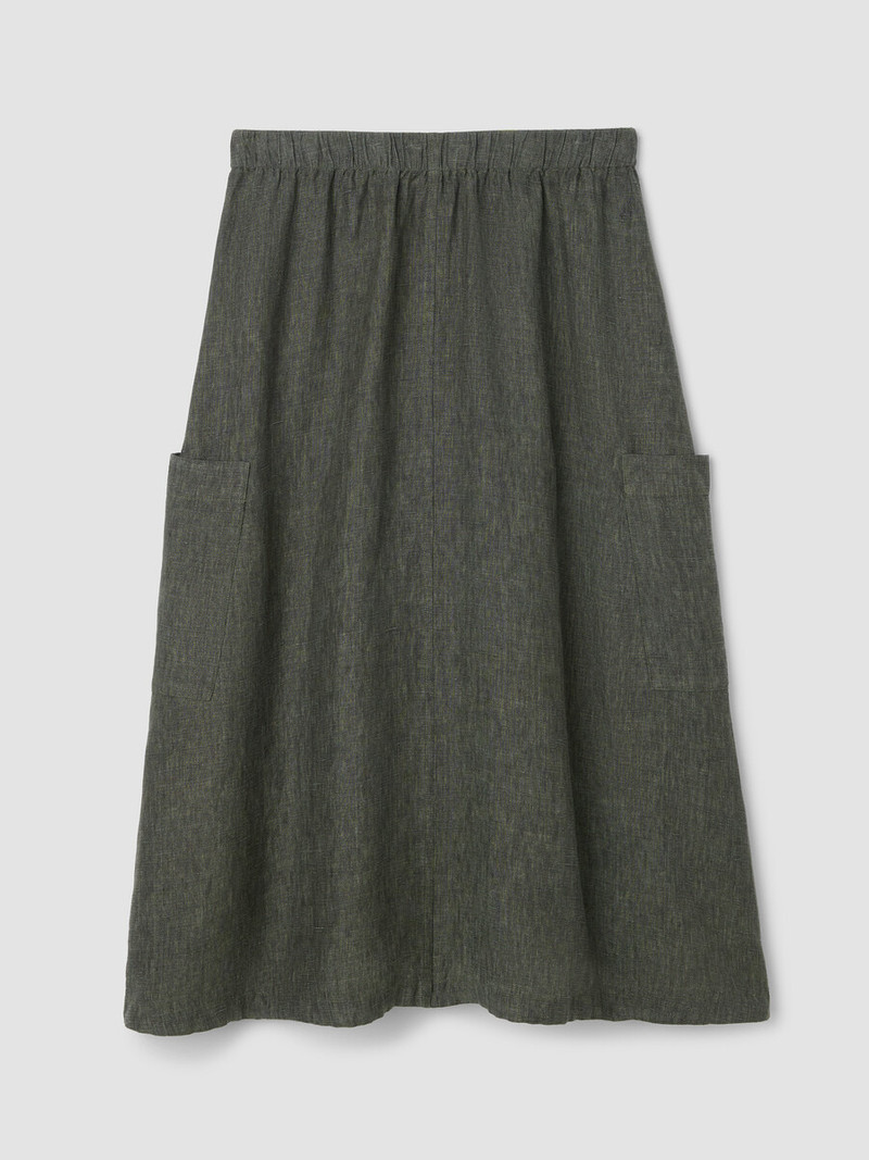 Washed Organic Linen Délavé Cargo Skirt 1