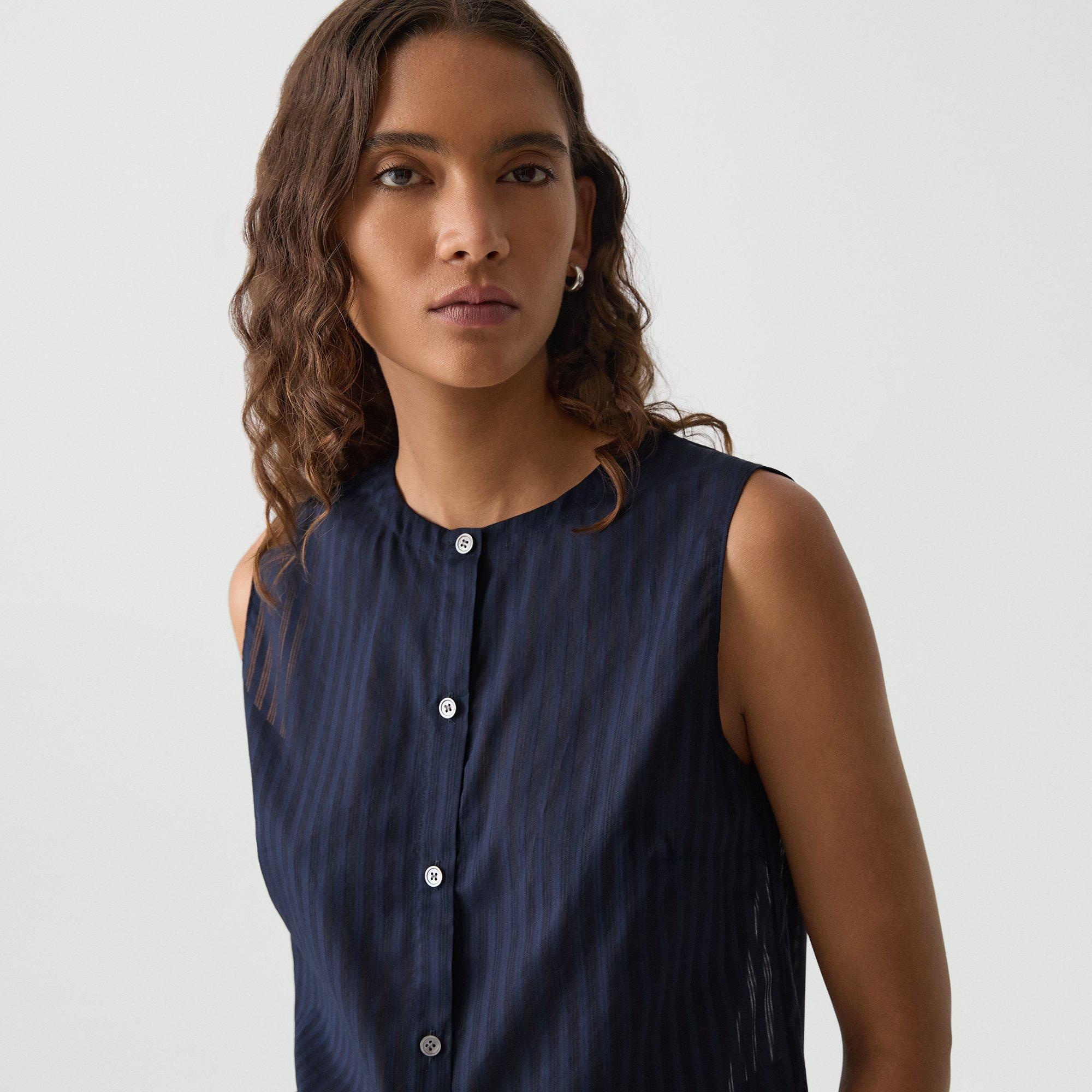 Button-Up Shell Top in Linear Cotton - 5