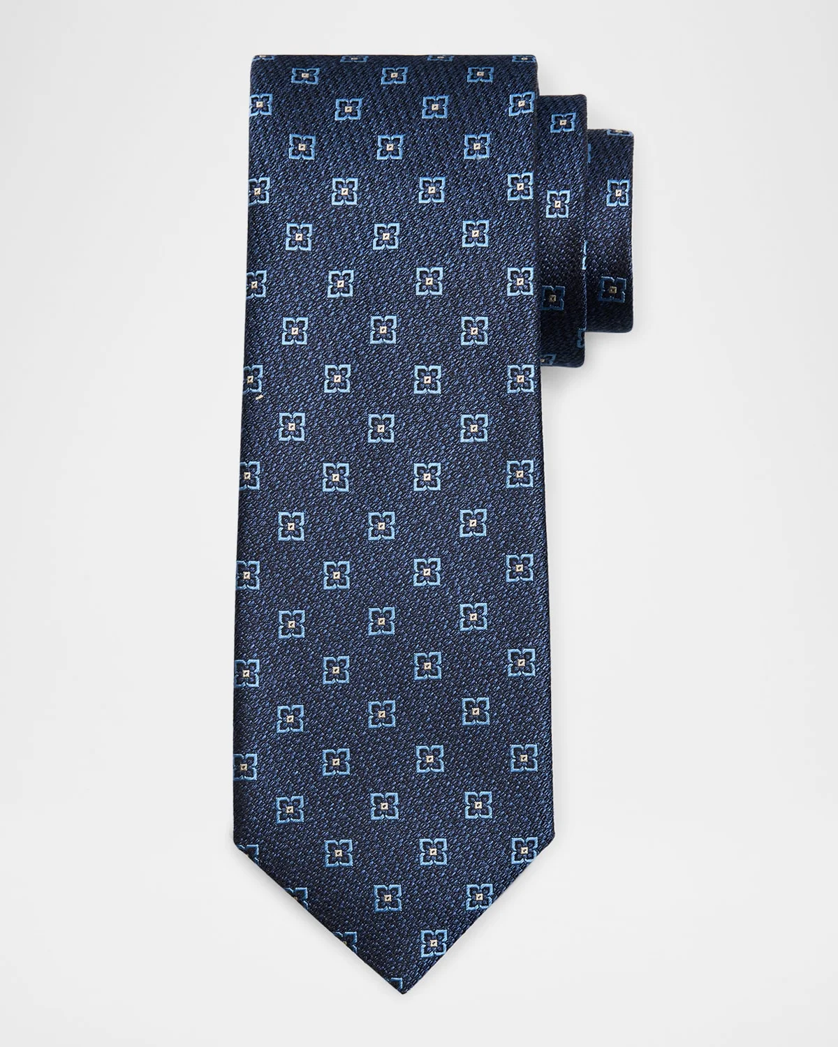 Men's Floral Geometric Silk Jacquard Tie - 1