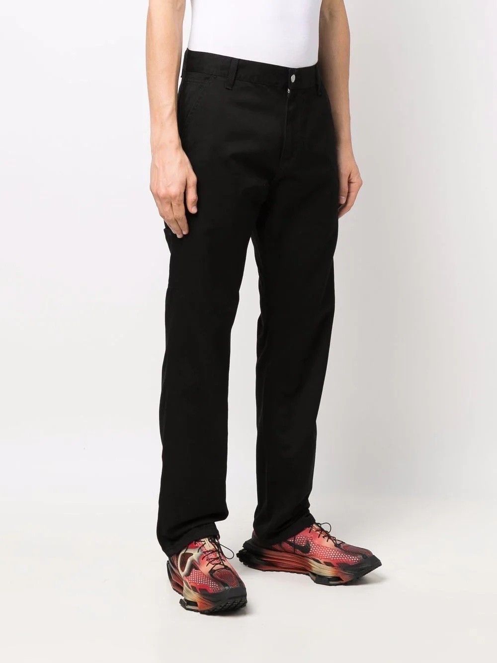 logo-patch cotton straight-leg trousers - 5