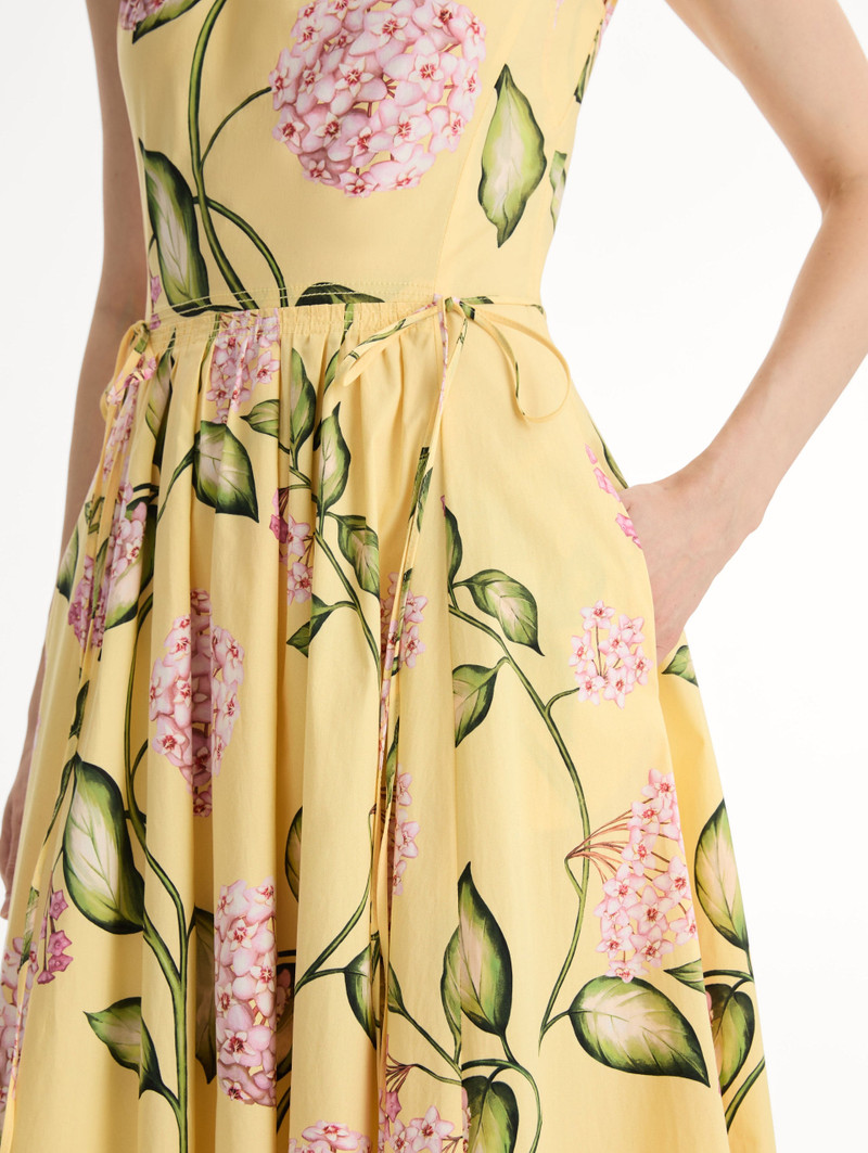 PORCELAIN FLOWER COTTON POPLIN PLEATED DRESS 5