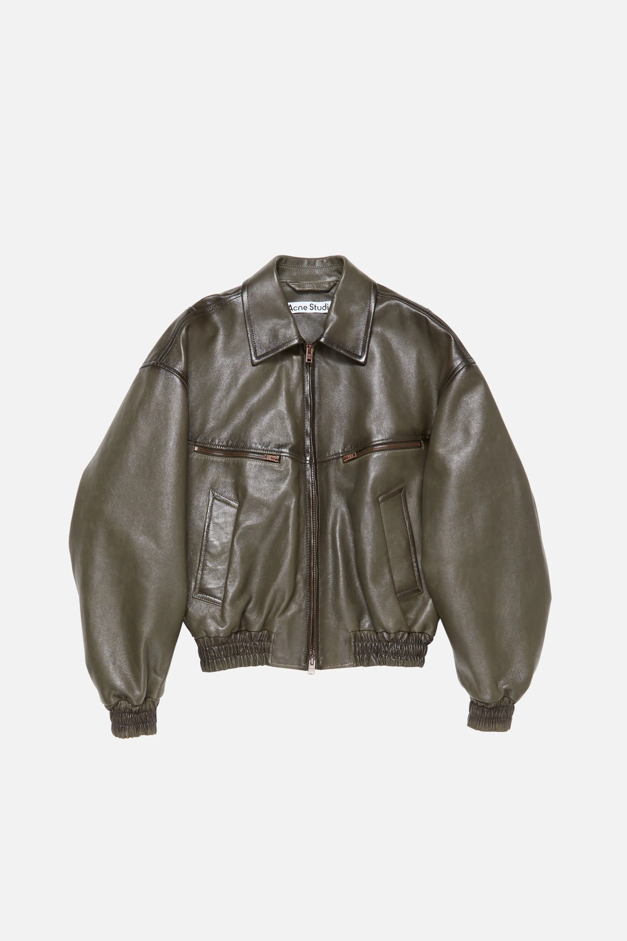 Leather bomber jacket - Vintage green - 1
