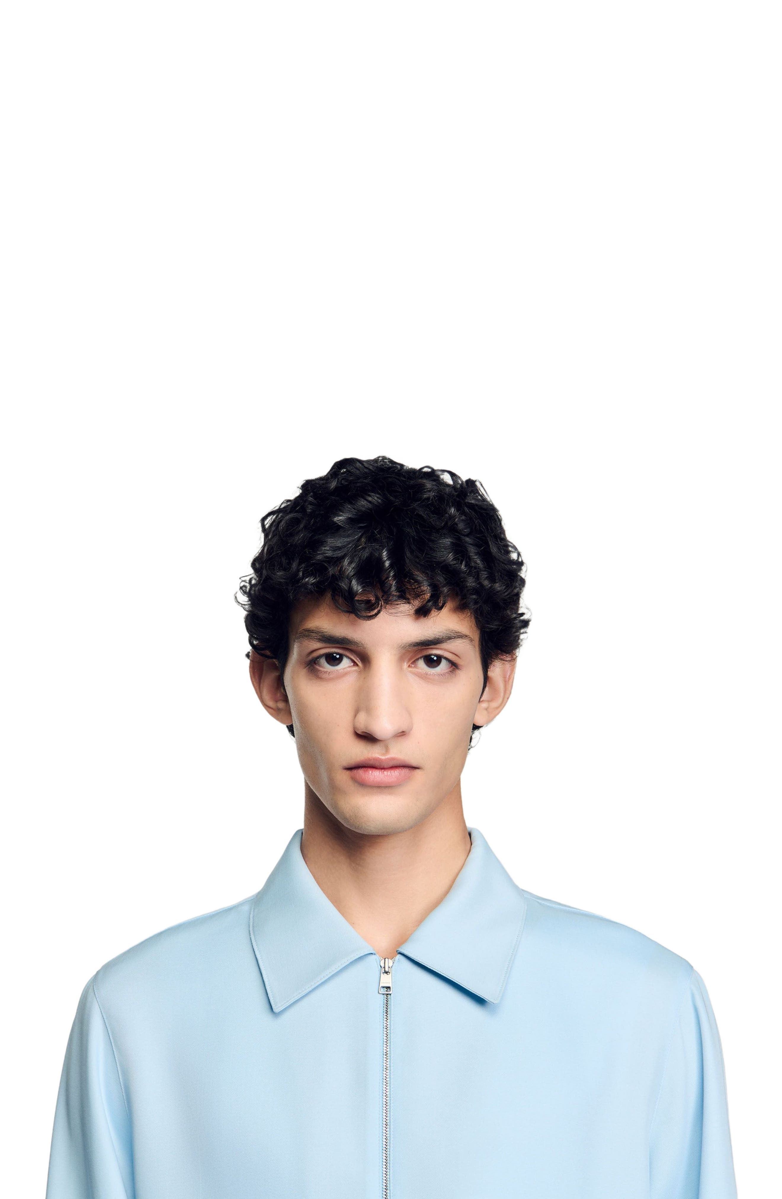 SANDRO Zip-up shirt in Blue Sky at Nordstrom - 4