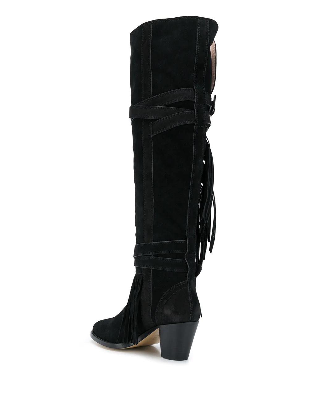 fringed-detail knee-high boots  - 3