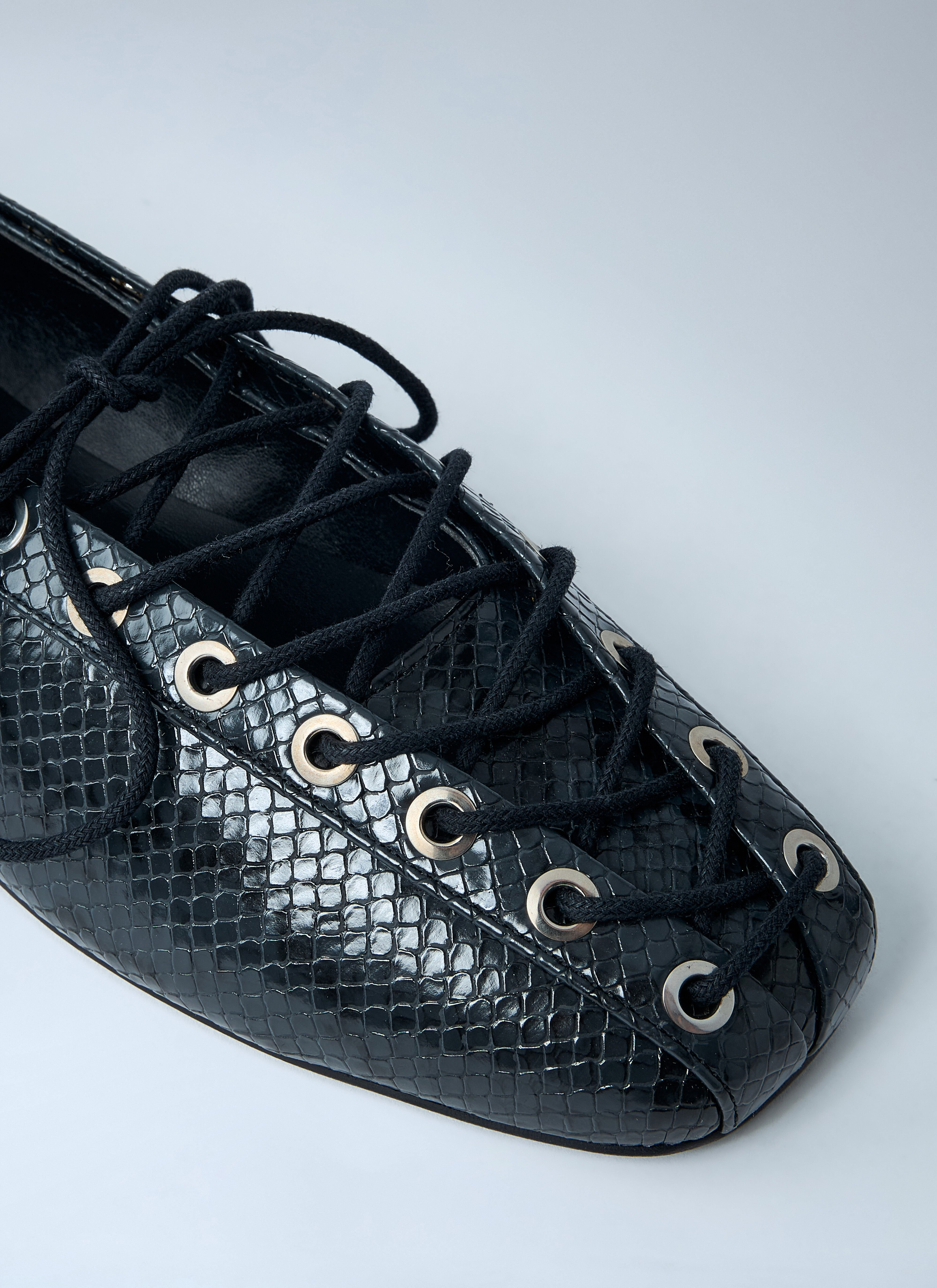 Eyelet Lace-Up Ballerina Flats - 3