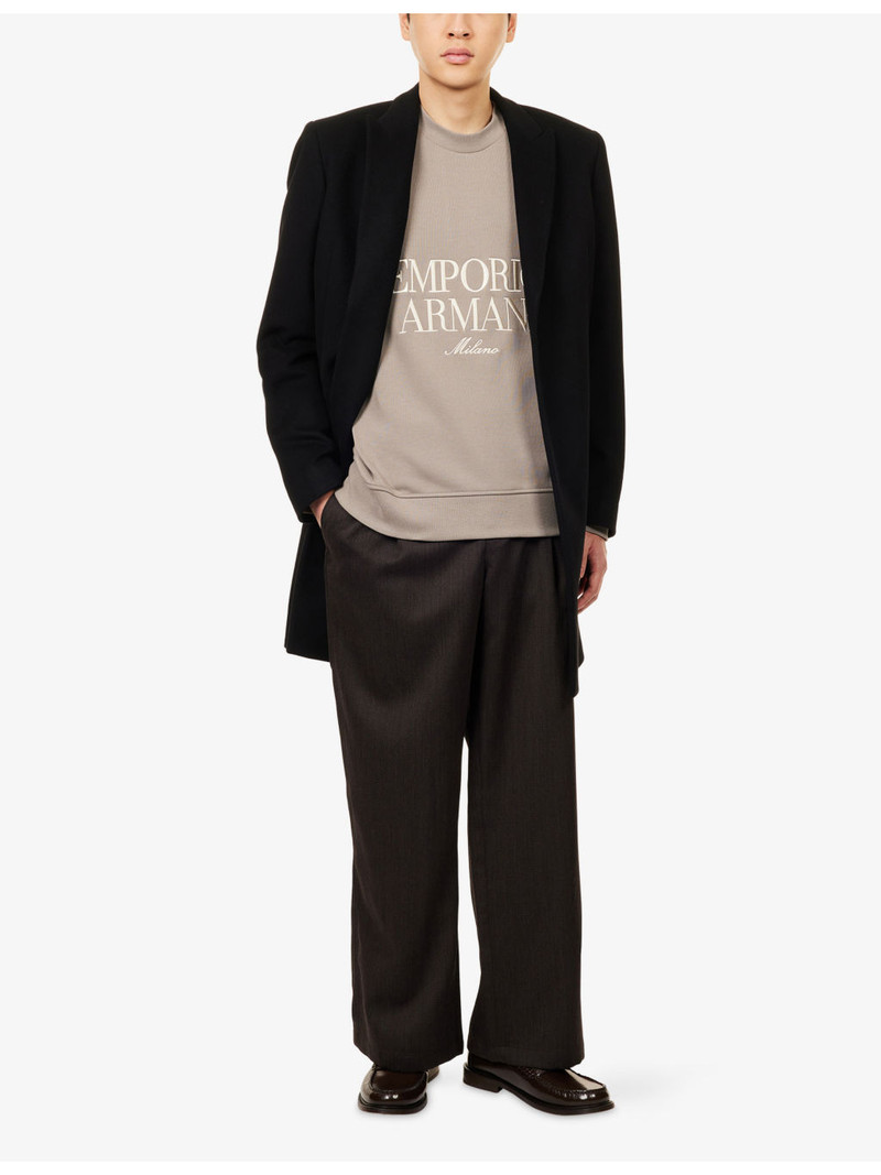 EMPORIO ARMANI Brand-Embroidery Relaxed-Fit Cotton-Jersey Sweatshirt outlook