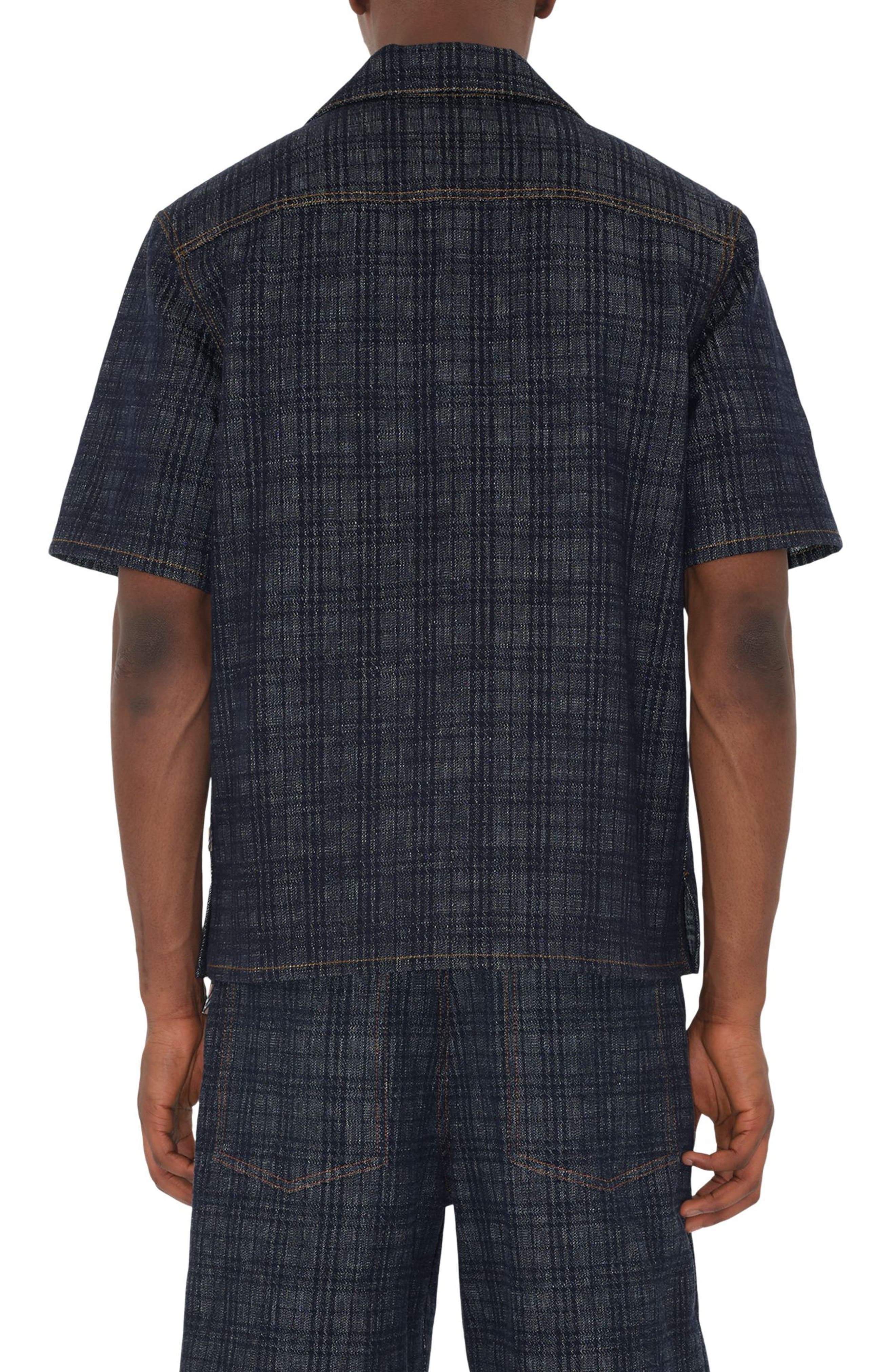 burberry Check Jacquard Denim Camp Shirt in Indigo Ip Check at Nordstrom - 2