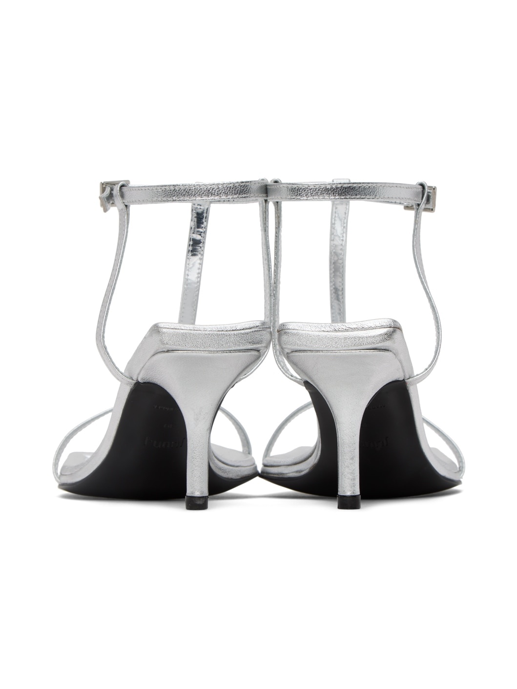 Silver Leather Heeled Sandals - 2