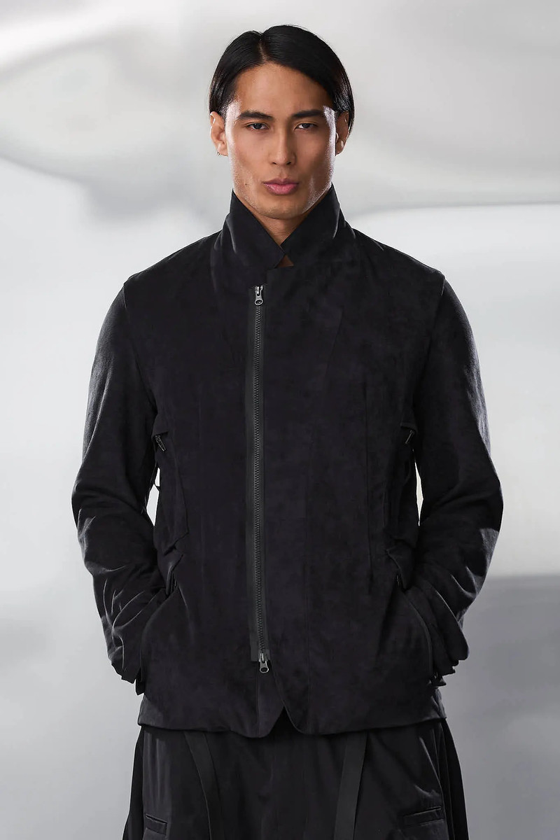 J29-TO Scrim Laced Ultra-Microfiber Blazer Black 45