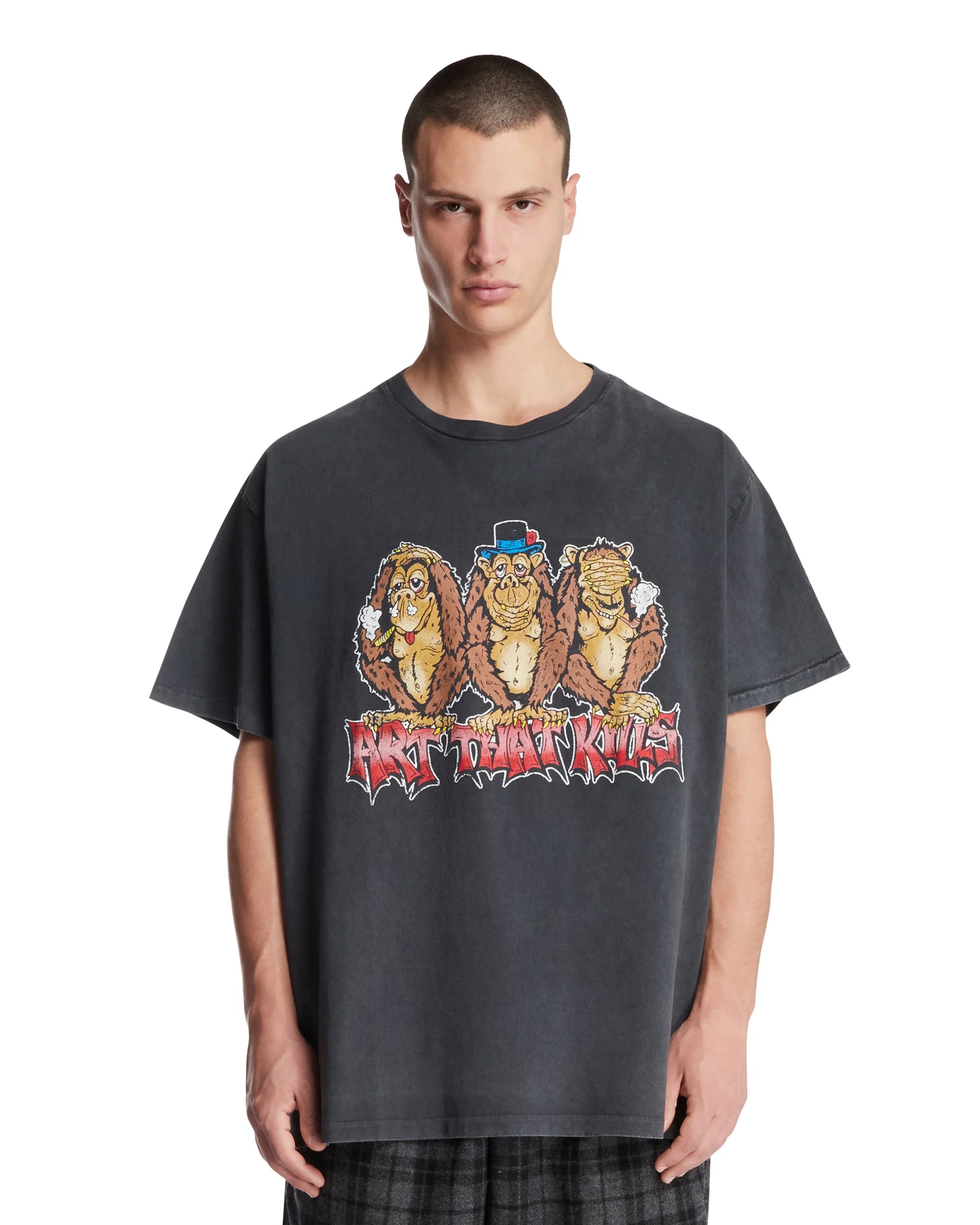 Black Printed T-Shirt - 1