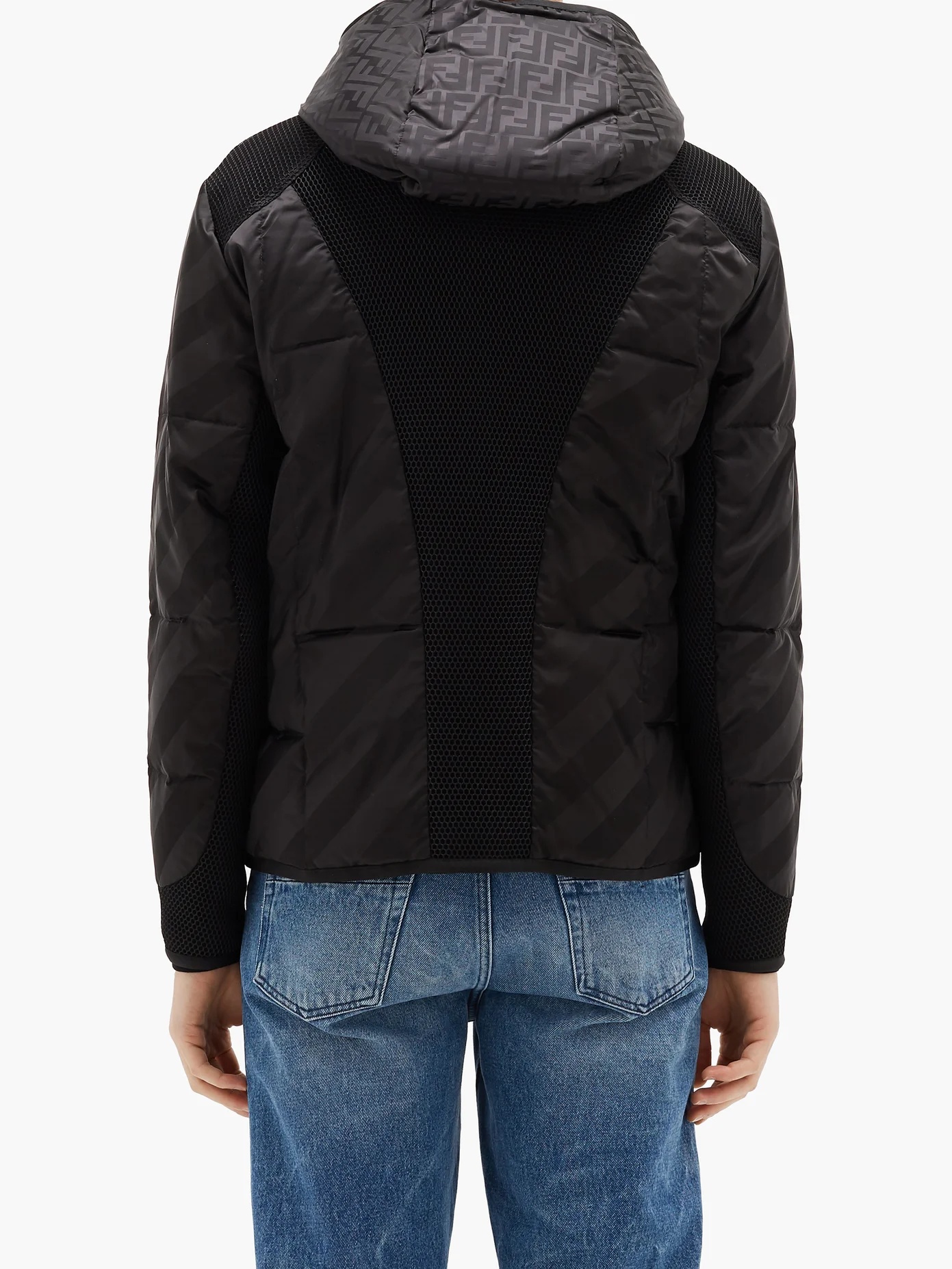 FF-jacquard mesh panel down jacket - 5