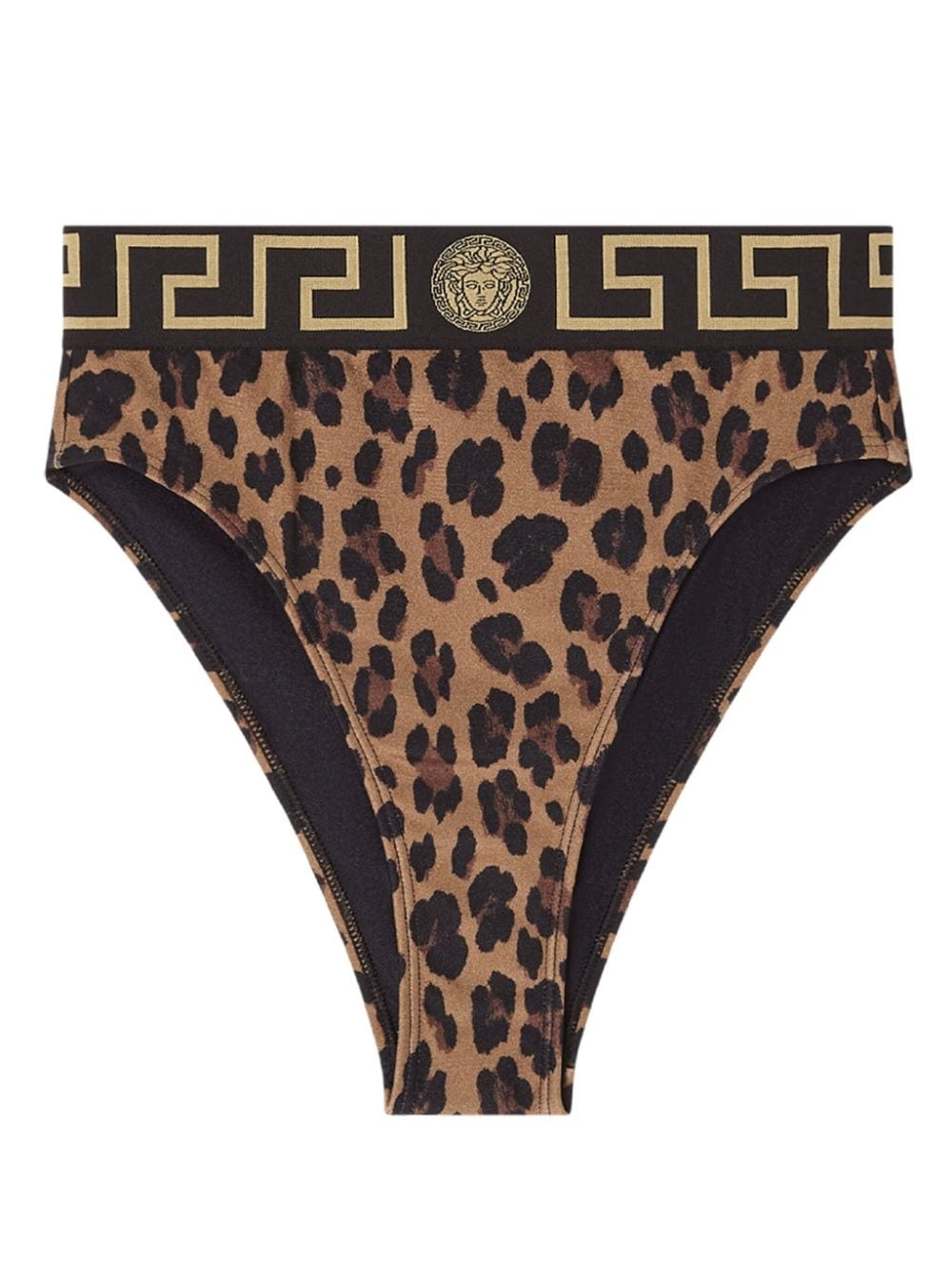 Greca-trim leopard-print bikini bottoms - 1