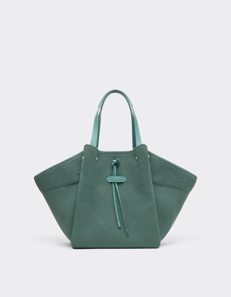 Knitted and leather tote bag 1