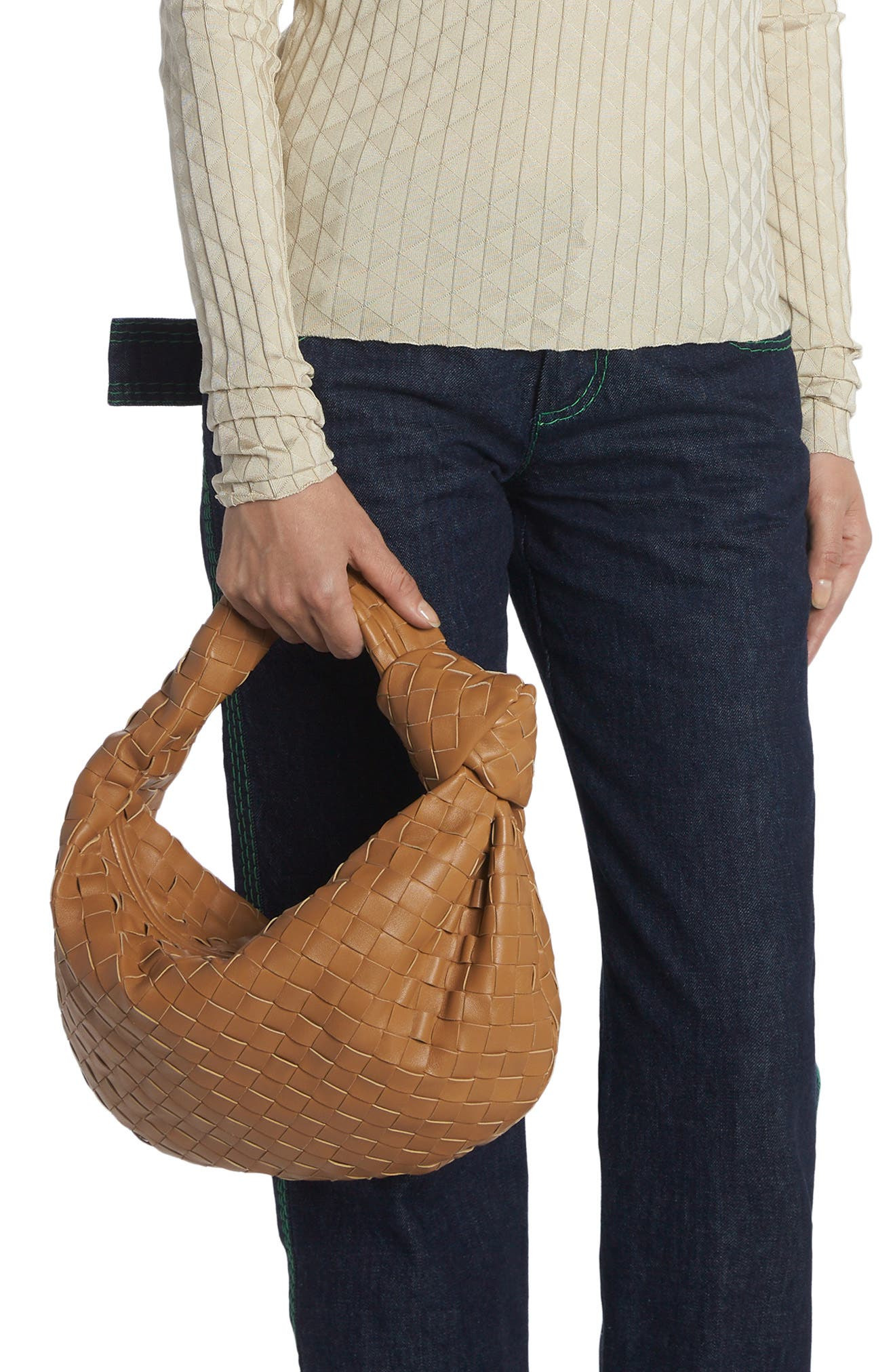 Bottega Veneta Teen Jodie Intrecciato Leather Hobo in Caramel Gold at Nordstrom - 2
