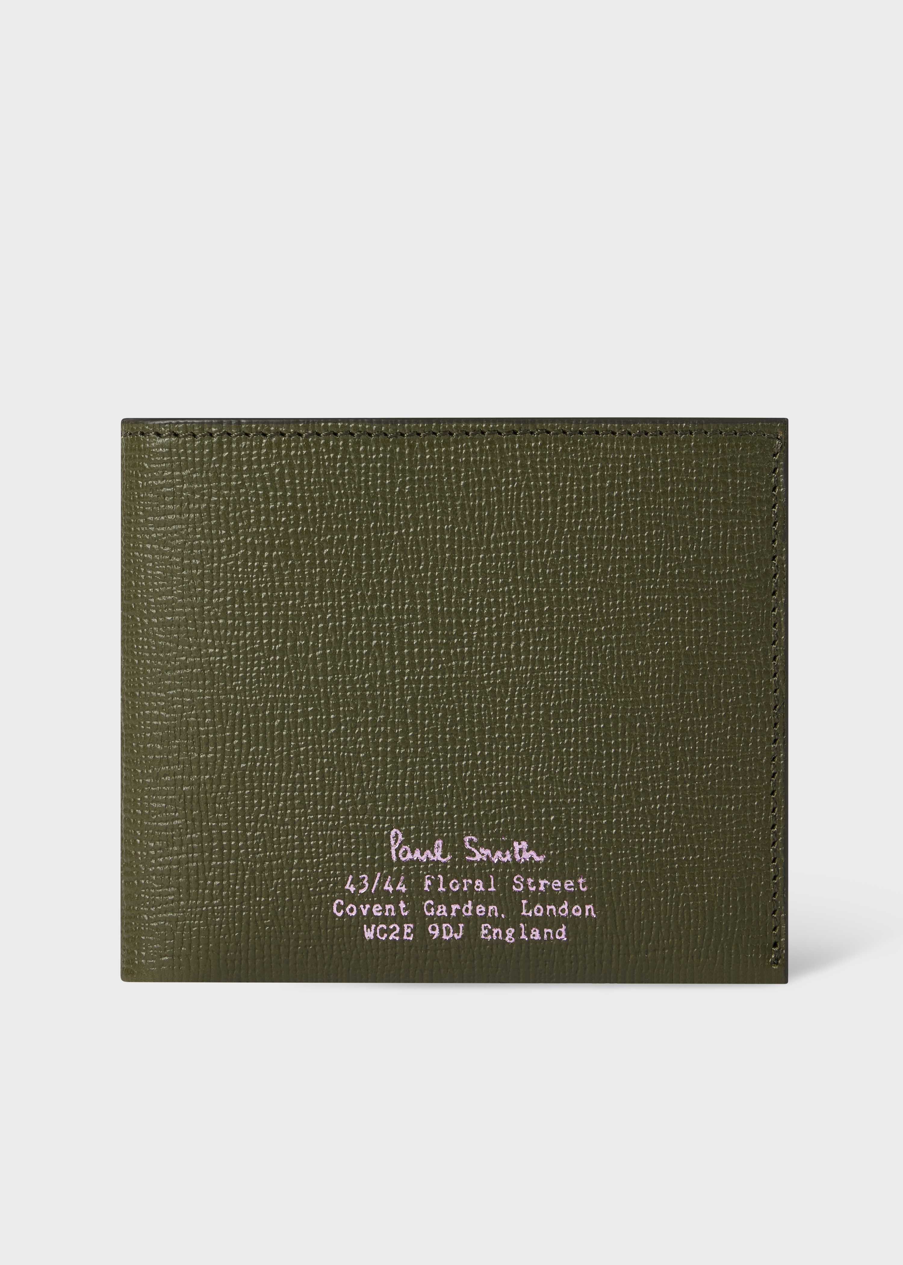 Green 'Floral Street' Grained Leather Billfold Wallet - 1