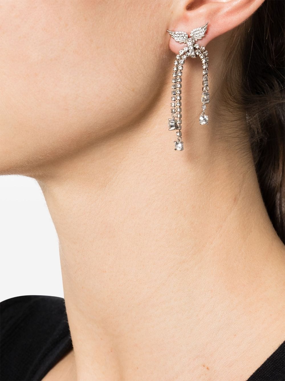 crystal-embellished drop earrings - 2