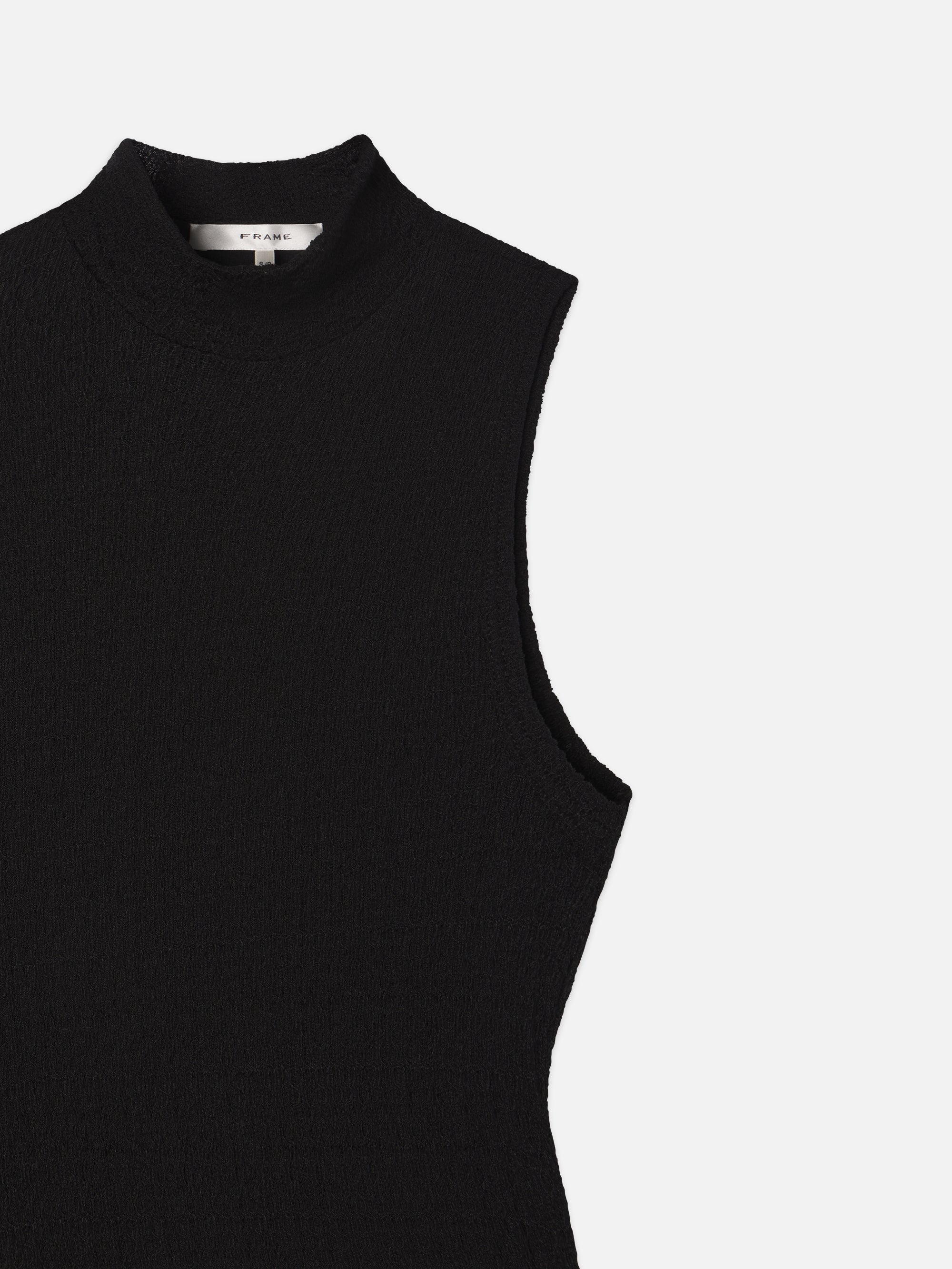 Sleeveless Mesh Mock Neck Dress in Black - 3